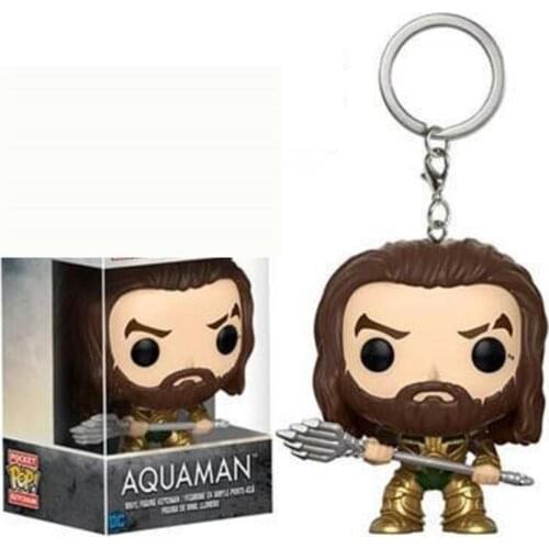 New Funko POP Justice League Aquaman Poseidon Action Figure Collectible Model Toy Aquaman Keychain Toys Figure Gift for Kids