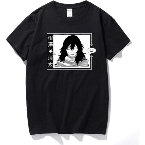 Sleepy Shota Aizawa T-shirt My Hero Academia Boku No Hero Anime T shirt Unisex Cotton Short Sleeve Tshirt Euro Size