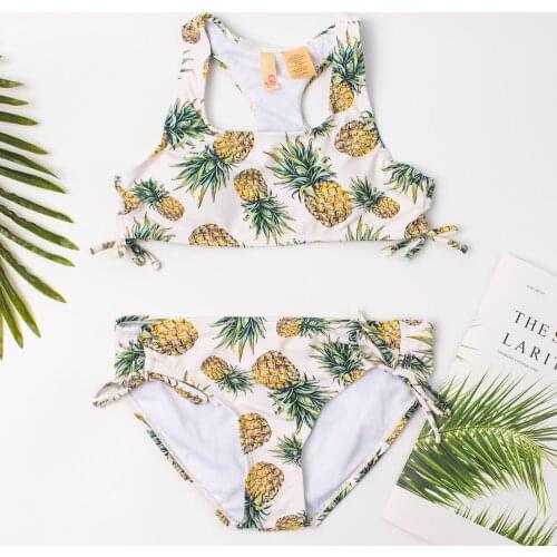 Children Pineapple Pattern Swimwear Kids Two Pieces Swimsuits Girl Bikinis Set Beach Wear Swimsuit for Girls Tankini Biquini
