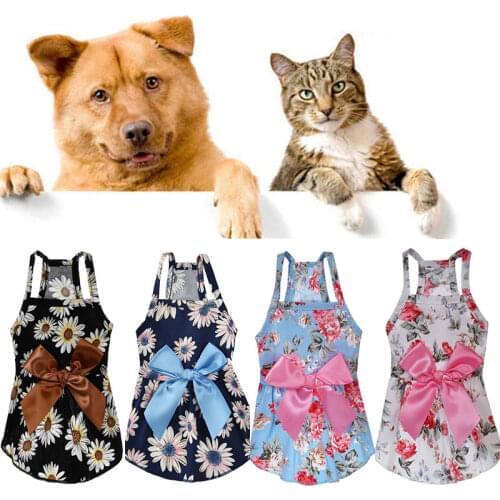 Summer Dog Dress Pretty Cat Clothes Print Pet Clothes Fashion Pet Dress Cat Skirt Girl Dog Skirt Puppy Dress Pet Clothes