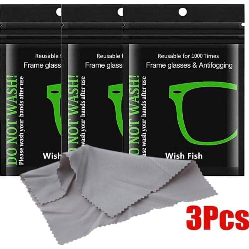 3Pcs/pack Nano Anti-fog Glasses Cloth Reusable Glasses Wipes Lens Cloth Defogger Eyeglasses Wipe Pre-moistened Wiping