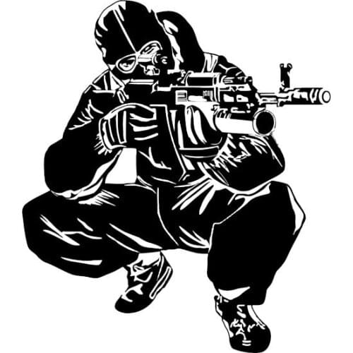 Fashion Coolest Weapon AK-14 Combat Soldier Shooting Decoration Car Sticker and Decals Motorcycle Waterproof PVC 18cm X 16cm