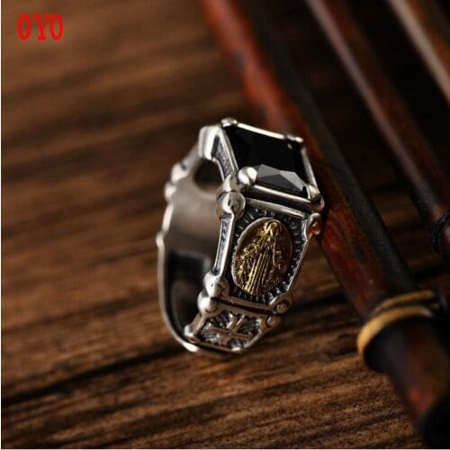 GBs925 sterling silver Virgin ring live mouth mens hip hop retro hipster punk ring