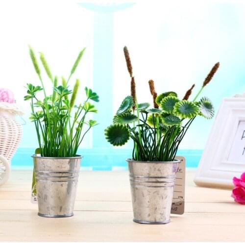 Green Bristlegrass Clover Plastic Flower Vase Set Artificial Craft Home Christmas Decorative Wedding Decoration Garden Decors