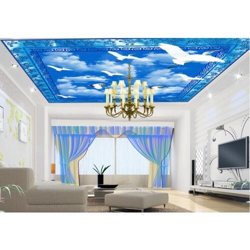Custom 3d Ceiling Mural Wallpaper White dove Living Room Bedroom 3d Ceiling Background Photo Wallpaper