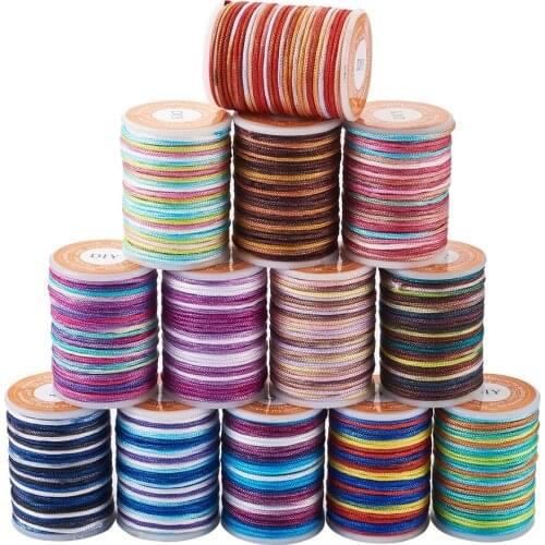 1Set Nylon Beading String Knotting Segment Dyed Polyester Colorful Threads Braided Cords for DIY Crafts Weave Jewelry Making