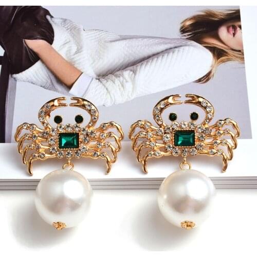 New Arrive Crystal Pearl Metal Crab-shaped Drop Earrings High Quality Hot Sell Fashion Pendant Jewelry Accessories For Women