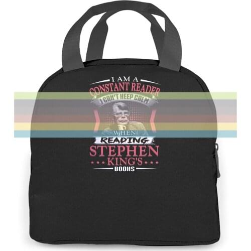 New Stephen King Constant Reader Black Brand Printed Black Style women men Portable insulated lunch bag adult