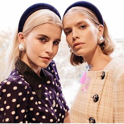 Haimeikang Thick Velvet Headband for Women Hair Accessories Fashion Wide Solid Color Head Band Plastic Hair Hoop Hairbands