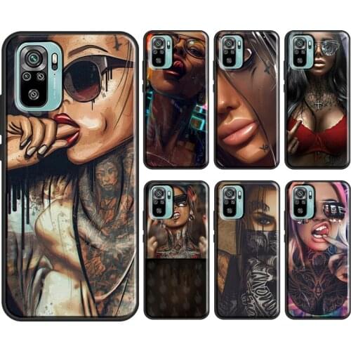 Sexy Sleeve Tattoo Girl For Xiaomi Redmi Note 9S 8T 7 Note 10 8 9 Pro Case For Redmi 9A 9C 8A K40 9T Soft Cover