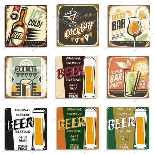 European Style Beer Metal Signs Retro Poster 30*30cm Metal Plaque Decorative Plate Metal Poster Club Pub Bar Home Decor Signs