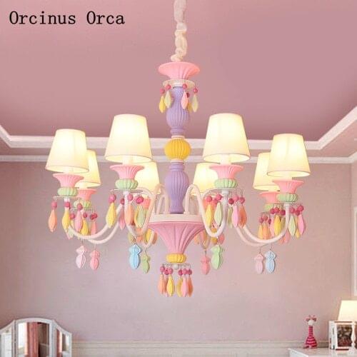 Luxurious colorful candle crystal chandelier Girl Bedroom childrens room Princess Room Light lovely cartoon candy Chandelier