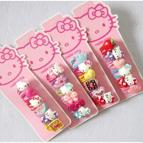 Sanrio cute Hello Kitty children hair rope hair clip girl butterfly girl hairpin heart-shaped resin accessories set rubber band