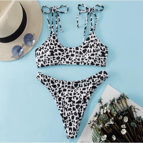 Sexy Bikini Summer Women Swimsuit Leopard Print Split Bandage Bikini Set Push Up Swimsuit Beachwear Padded Swimwear Bathing Suit