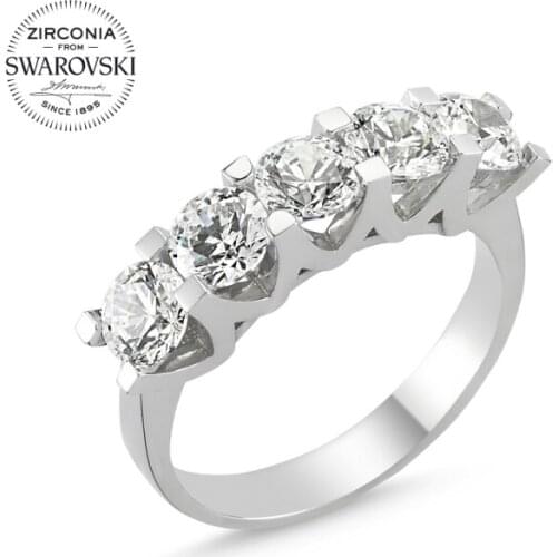 Silver 925 Sterling Swarovski Zirconia Gemstone Dibs Ring