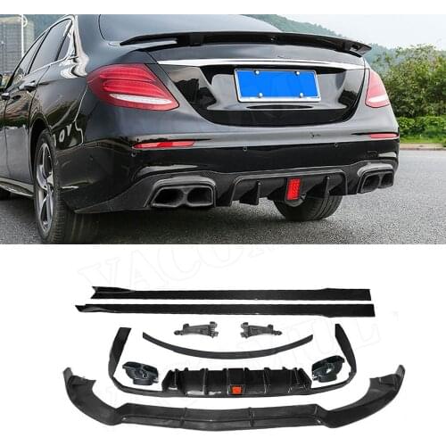 Carbon Fiber Front Bumper Lip Rear Diffuser Side Skirts Rear Wing Spoiler With Exhaust for Benz W213 E400 E63 Sport 2017 - 2019
