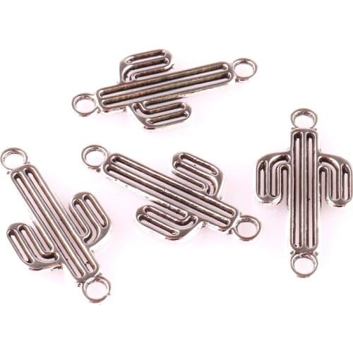 20pcs Tibetan Silver Cactus Connector Charms Pendants For Necklace Bracelet Jewelry Making DIY Handmade 23289