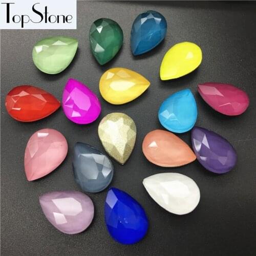 TopStone New Mocha Teardrop Glass Crystal Fancy Stone 10x14mm 13x18mm 20x30mm Pointback Drop Rhinestone Multi Colors