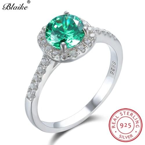Solid s925 Sterling Silver Rings For Women Wedding Bands Red Ruby Green Emerald Stone Promise Engagement Ring Zircon Jewelry Cz