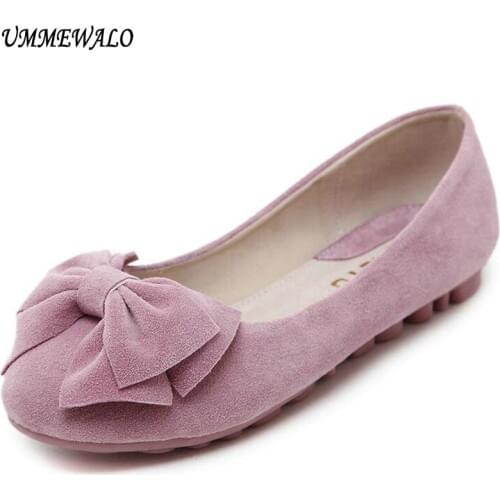 UMMEWALO Shoes Women Soft Real Leather Flats Casual Loafer Shoes Ladies Rubber Sole Driving Suede Moccasin Casual Loafer