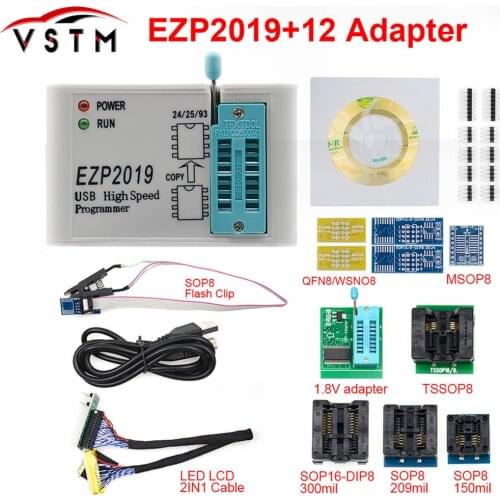 2019 Newest Version EZP2019 High-speed USB SPI Programmer ezp 2019 Support24 25 93 EEPROM 25 Flash BIOS Chip+12 Socket
