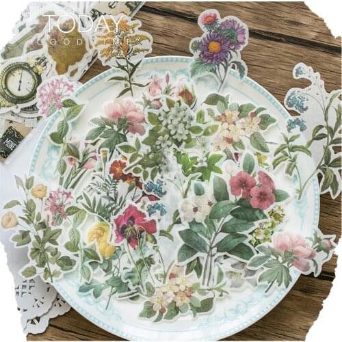 Vintage Flower Plant Sticker DIY Scrapbook Base Collage mobile diary happy plan gift sealing decoration sticker