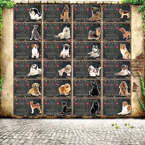 [ WellCraft ] Pet Dog Basenji Dachshund Pomeranian Metal Sign Tin Poster Home Decor Bar Wall Art Painting 20*30 CM Sizer L5