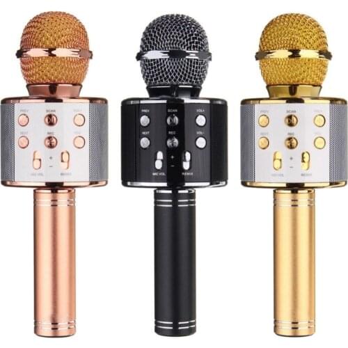 WS-858 Bluetooth Wireless Karaoke Handheld Microphone USB KTV Player Bluetooth Mic Speaker Record Music