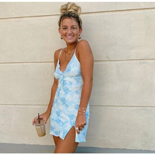Y2K print slim jumpsuit skirt ladies summer spring new sexy dress womens holiday style dress casual short-sleeved button floral