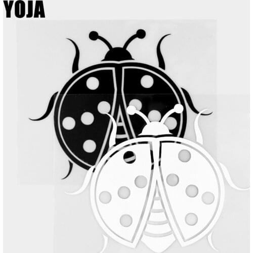 YOJA 13.1×10.5CM Vinyl Decal Flying Lady Beetle Car Stickers Cartoon Animals Black/Silver 19C-0374