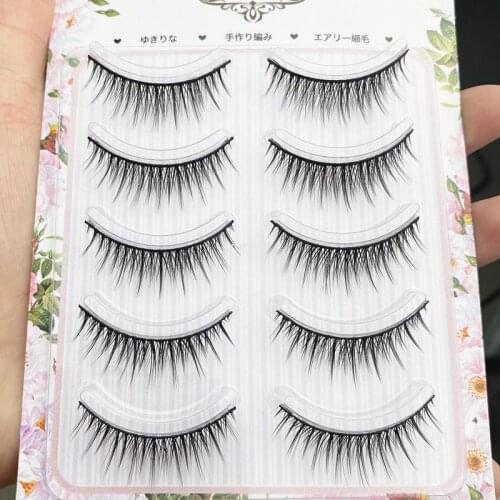 Yokpn New Supernatural False Eyelashes Soft Comfortable Cross False Eyelashes Big Eyes Makeup Thick Eyelashes 5 Pairs