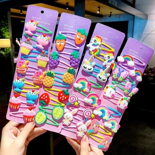 2021 New 10pcs/Set Cute Colorful Cartoon Hair Clips For Girls Lovely Hair Ornament Headband Hairpins Fashion Hair Accessories