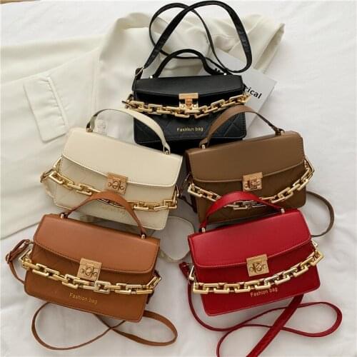 Women Female Retro Small Bag 2021 New Korean Thick Chain Shoulder Messenger Crossbody Bag Luxury Designer Mobile Phone Handbags