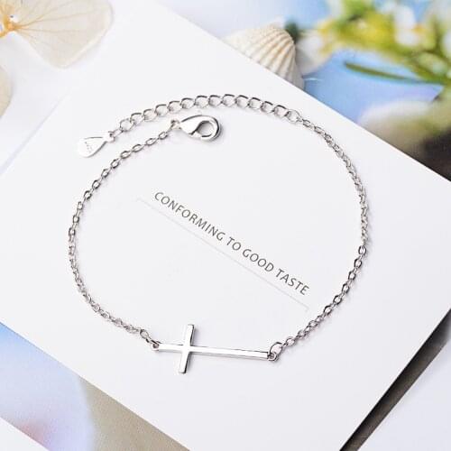 925 Sterling Silver Cross Charm Bracelet&Bangle For Women Elegant Party Jewelry Pulseras sl349