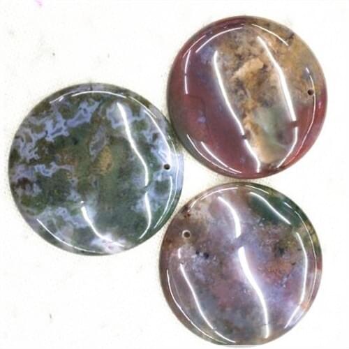 1PC Nature Indian Agate Stone Pendants Natural Semi Precious Beads Wholesale Price Round Shape Good Colors Size 40MM 50MM