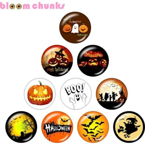 Halloween 10pcs mixed 12mm/18mm/20mm/25mm Round photo glass cabochon jewelry flat back Making findings S1766