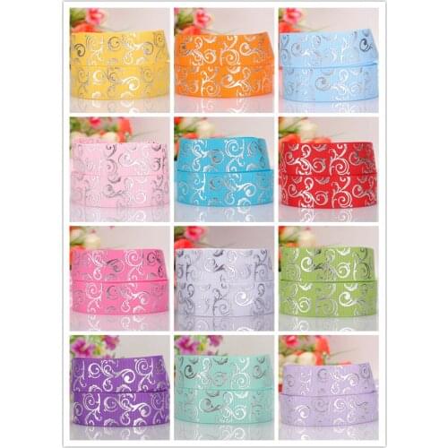 10 yards 7/8 "22mm lovely light colorful European pattern Foil Swirl Printed Grosgrain Ribbon