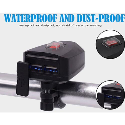 10V-80V Motorcycle 2.4A Dual USB Waterproof Power Charger Scooter Handlebar Cigarette Lighter Adapter Moto Accessories dfdf