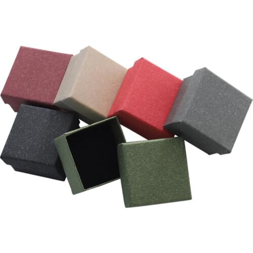 24pc Square Shape Jewelry Storage Paper Box Cute Small Gift Box For Wedding Ring Earrings Packaging Pendant Display Black Sponge