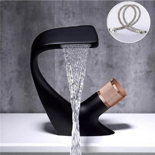 4 Styles Black Faucet Bathroom Sink Faucets Deck Mounted Single Hole Bath Tap Chrome Finished Hot Cold Water Mixer Crane