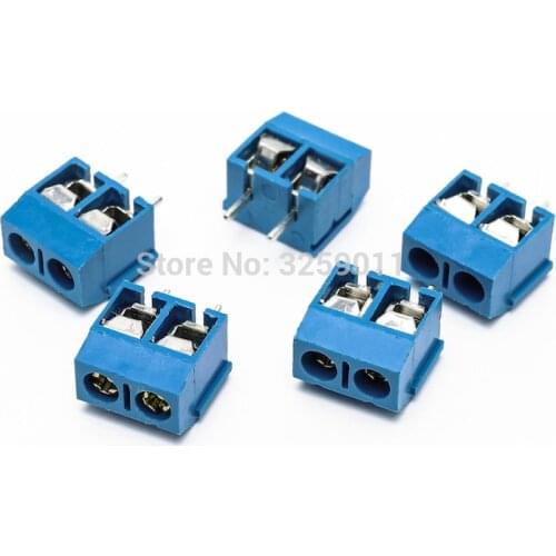 10PCS Small Electrical Connectors KF 301-2P Blue Iron 5.0mm Straight Pin PCB Screw Terminal Block Connector