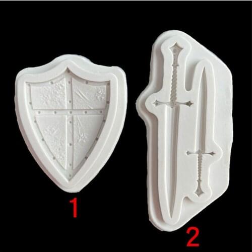 9*7.5*1.2CM DIY Sugar Craft Cake Vintage Two-Sword Soldier Silicone Mold Fondant Mold Cake Decorating Tools Gum Paste Mold