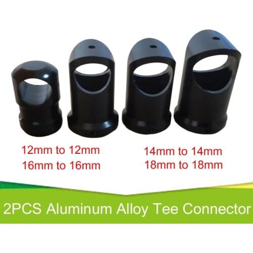 2 pcs CNC machining Anodizing Aluminum alloy tee connector 12mm 14mm 16mm 18mm Tube Connector for bracket connection