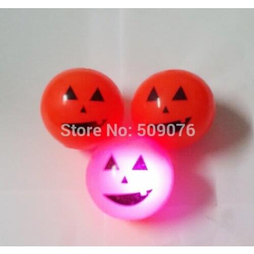 Free shipping 2pcs/lot 5.5cm rubber led flashing ball led bouncy ball led pumpkin ball led toy for halloween decoration