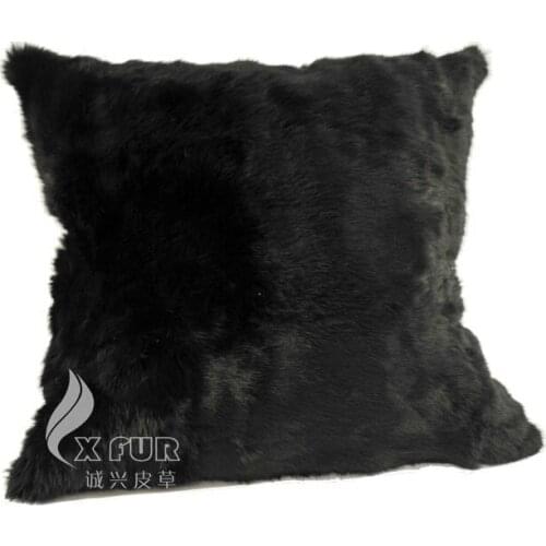 Free shipping CX-D-07 2017 High Quality Luxury Black Rabbit Fur Sofa Cushion Cover Decorative Pillowcase