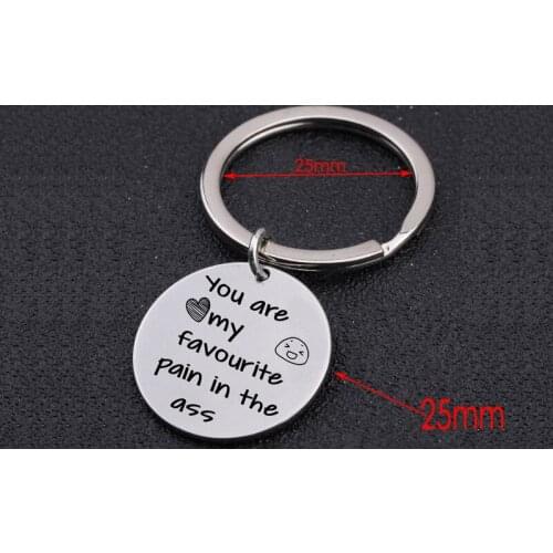 Stainless steel key chain fashion printed key chain heart smile you are my favorite adult humor cute lover gift key chain