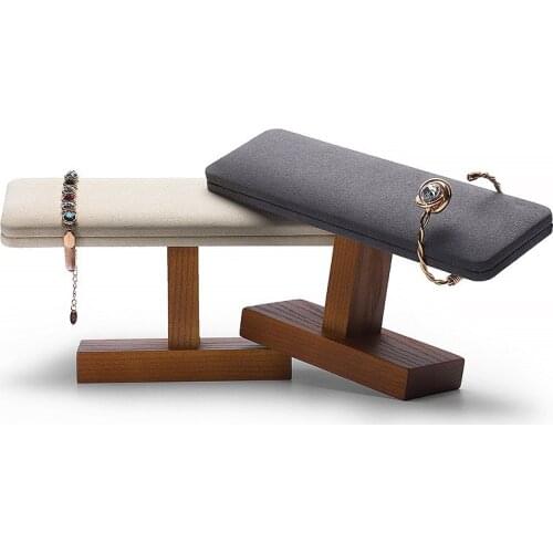 Wooden Jewelry Display Case T Type Microfiber Jewelry Stand Necklace Bracelet Display with Jewelry Display Showcase Holder