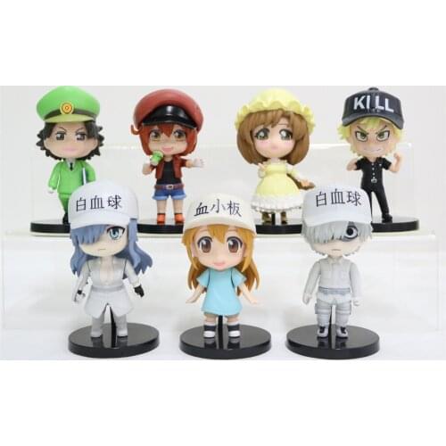 7pcs New Cells at Work White Blood Cell PVC Action Figure Collectible Model Toy Dolls For Gifts