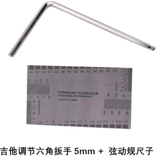 Mounchain String Action Gauge Ruler Hexagon Wrench Guitar Measuring And Adjusting Tool