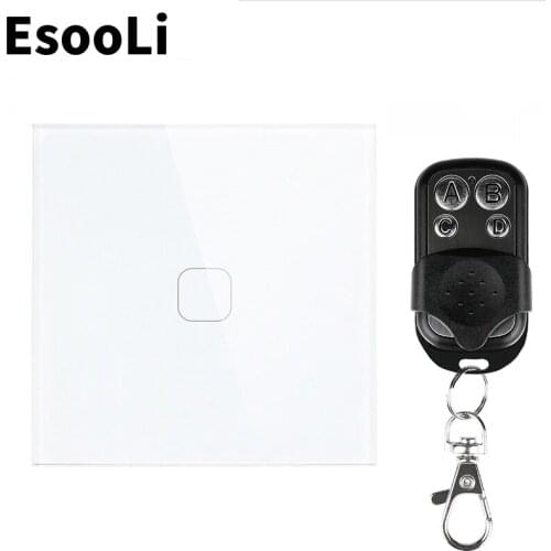 EsooLi 1/2/3 Gang 1 Way EU/UK Standard Touch Switch Wall Light Wireless Remote Control Touch Screen Switch,Crystal Glass Switch